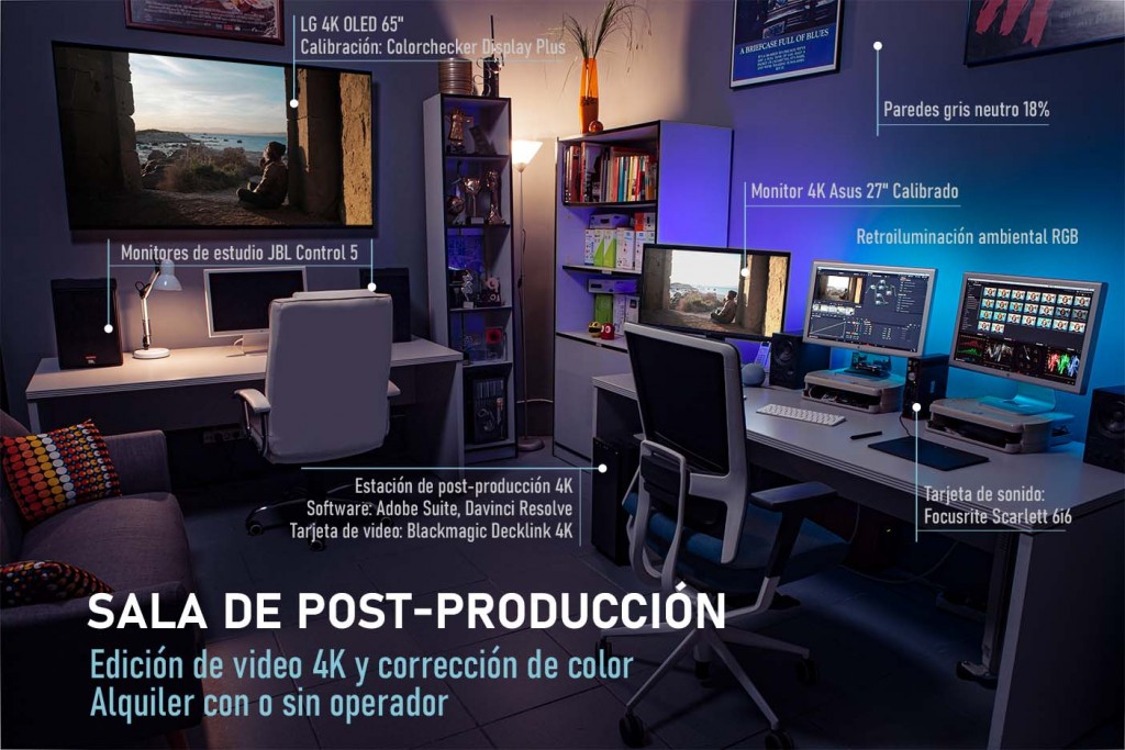 Sala edicion con textos Videogenic